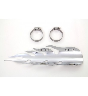 BOUCLIER TERMIQUE LARGE FLAMME TYPE DE 30 CM CHROME POUR silencieux d'échappement MOTO