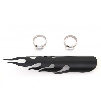 SCUDO PARACALORE LARGO MODELLO FIAMMA DA 30 CM. NERO OPACO PER MARMITTE SCARICHI MOTO