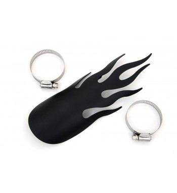 SCUDO PARACALORE LARGO MODELLO FIAMMA DA 23 CM. NERO OPACO PER MARMITTE SCARICHI MOTO