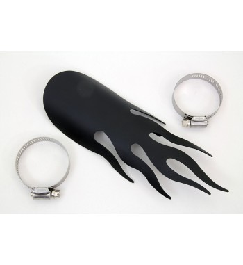 SCUDO PARACALORE LARGO MODELLO FIAMMA DA 23 CM. NERO OPACO PER MARMITTE SCARICHI MOTO