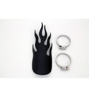 HITZESCHILD FLAME AUS 23 CM. GROSS SCHWARZ MATT FÜR Abgasschalldämpfer MOTORRAD