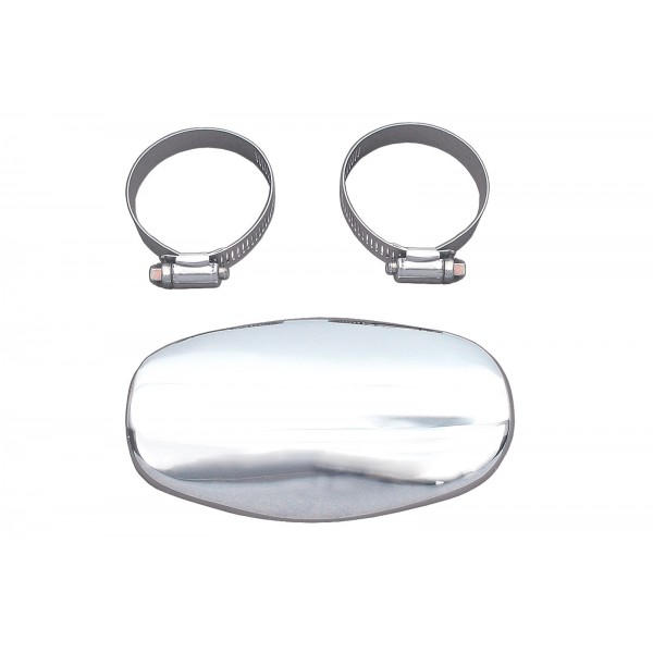 SCUDO PARACALORE MODELLO SPOON CURVO LARGO DA 14 CM. CROMATO PER MARMITTE SCARICHI MOTO