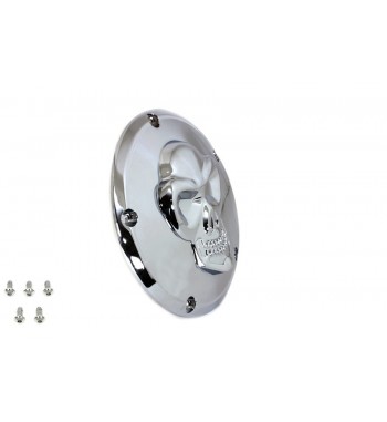 CLUTCH DERBY COVER SKULL HEAD CHROME FOR HARLEY DAVIDSON TWIN CAM '99-'17
