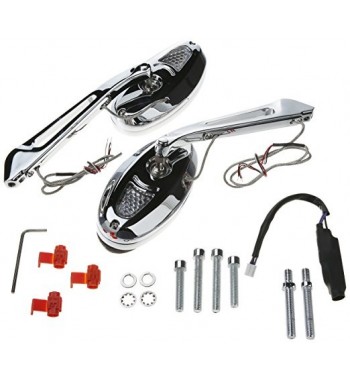 SPECCHI OVAL CON FRECCE A LED PER MOTO CUSTOM E HARLEY DAVIDSON