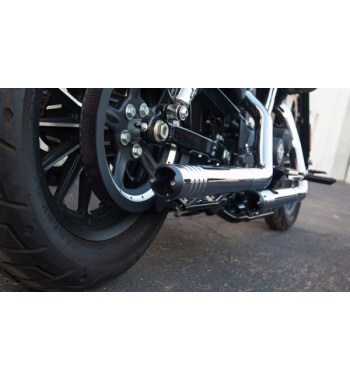 EXHAUST MUFFLER SLIP ON UNIVERSAL RIP ROD CHROME/NOIR FOR MOTORCYCLES CUSTOM