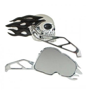 SPIEGEL SET FLAMING SCHÄDEL SCHWARZE/VERCHROMT FÜR HARLEY DAVIDSON UND CUSTOM MOTORRÄDER