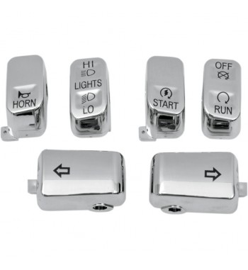 SWITCH CAP KITS 6 PIECES CHROME FOR HARLEY DAVIDSON 96-13