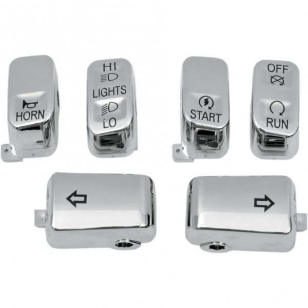 SWITCH CAP KITS 6 PIECES CHROME FOR HARLEY DAVIDSON 96-13