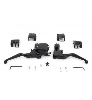 COMANDI COMPLETI NERI OPACHI A SINGOLO DISCO FRENO PER MANUBRIO HARLEY DAVIDSON XL SPORTSTER '04-'13