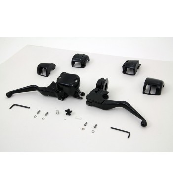 COMANDI COMPLETI NERI OPACHI A SINGOLO DISCO FRENO PER MANUBRIO HARLEY DAVIDSON XL SPORTSTER '04-'13