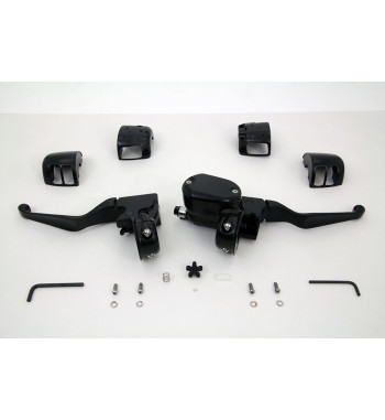 COMPLETE HANDLEBAR CONTROL KIT SATIN BLACK SINGLE BRAKE DISC HARLEY DAVIDSON XL SPORTSTER '04-'13