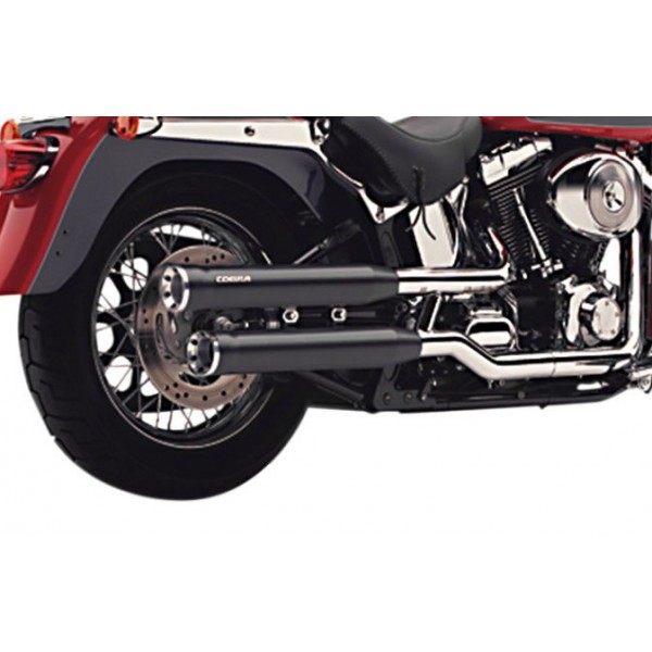 COBRA EXHAUST SLIP ON 3 " RPT BLACK HARLEY DAVIDSON SOFTAIL FATBOY 2007-17