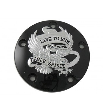 ABDECKUNG INSPEKTION EAGLE SPIRIT SCHWARZ/CHROM für HARLEY DAVIDSON TWIN CAM '99-'17