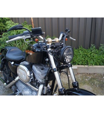 SCHEINWERFER FLAT SCHWARZES CAGE 5,75 "145 MM FÜR CUSTOM MOTORRAD UND HARLEY DAVIDSON