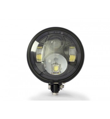 SCHEINWERFER FLAT SCHWARZ CREE LED BATES 5.75 "145 MM FÜR MOTORRAD UND HARLEY DAVIDSON