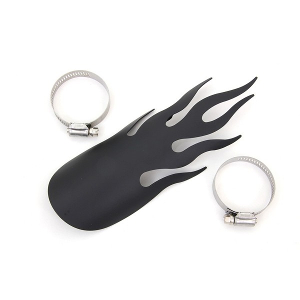 BOUCLIER TERMIQUE FLAMME TYPE LARGE DE 23 CM NOIR MATT POUR silencieux d'échappement MOTO