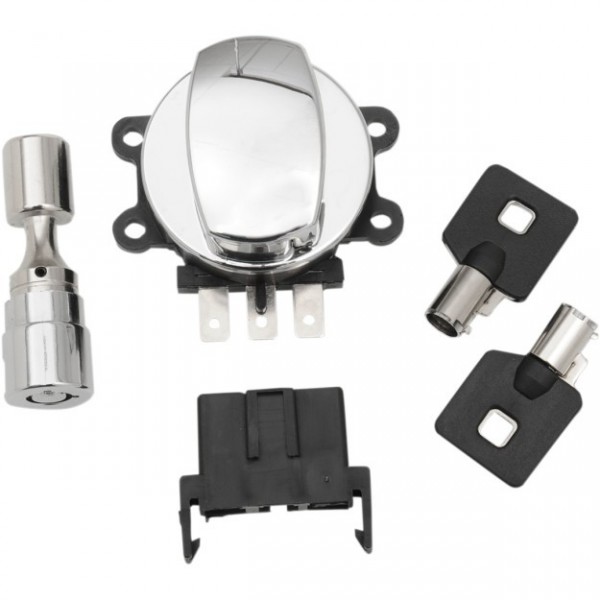 CÔTÉ CHARNIÈRE CHROME ALLUMAGE SWITCH AVEC FOURCHE BLOCAGE POUR HARLEY DAVIDSON FLST SOFTAIL '00-'10
