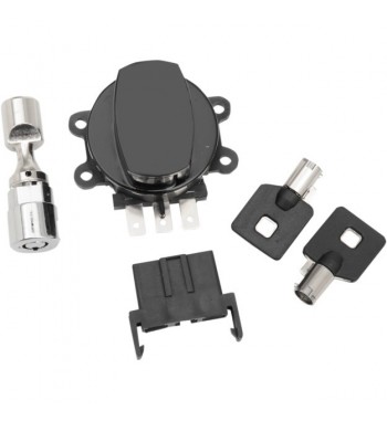 CÔTÉ CHARNIÈRE NOIR ALLUMAGE SWITCH AVEC FOURCHE BLOCAGE POUR HARLEY DAVIDSON FLST SOFTAIL '00-'10