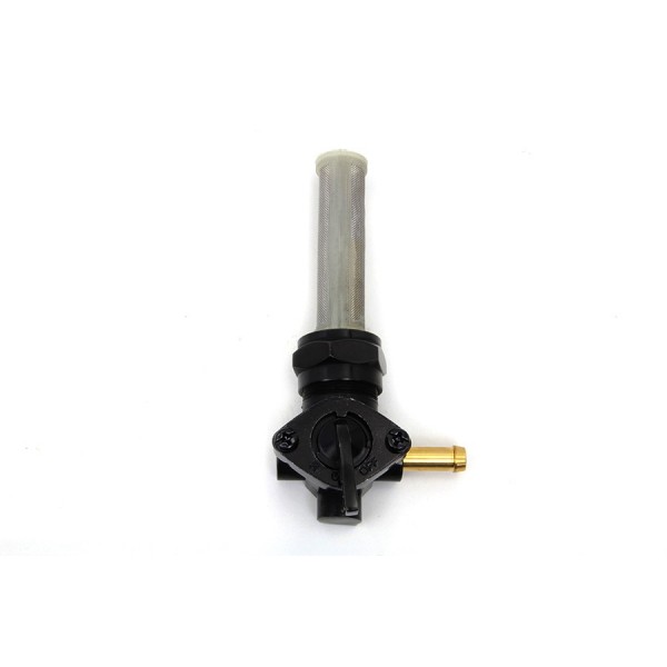 BLACK PETCOCK FUEL VALVE WITH NUT AND 90° RIGHT OUTLET FOR CUSTOM MOTORCYCLE AND HARLEY DAVIDSON