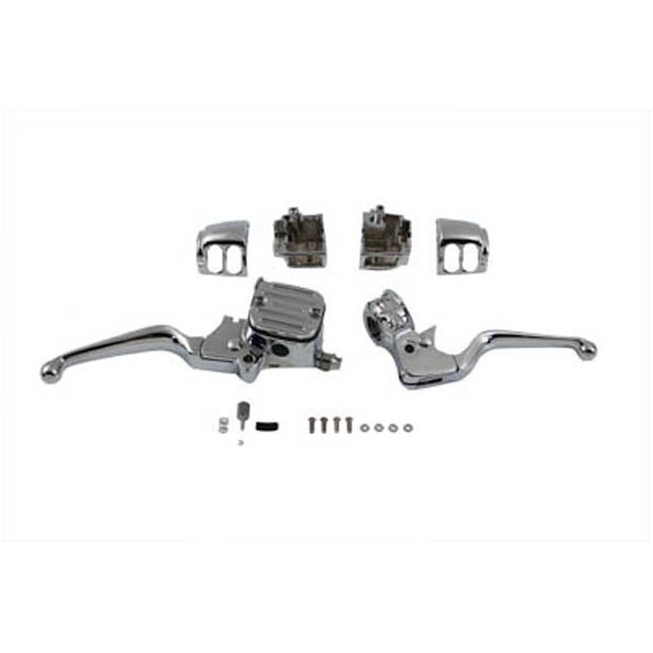 COMANDI COMPLETI CROMATI 11/16" DOPPIO DISCO MANUBRIO 1" MOTO CUSTOM E HARLEY DAVIDSON