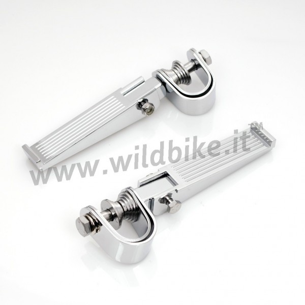 PEDANE RAISED CROMATE PER TUBI PARAMOTORE MOTO CUSTOM E HARLEY