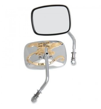 SPECCHIETTI CON FREGIO DORATO "LIVE TO RIDE" PER HARLEY DAVIDSON