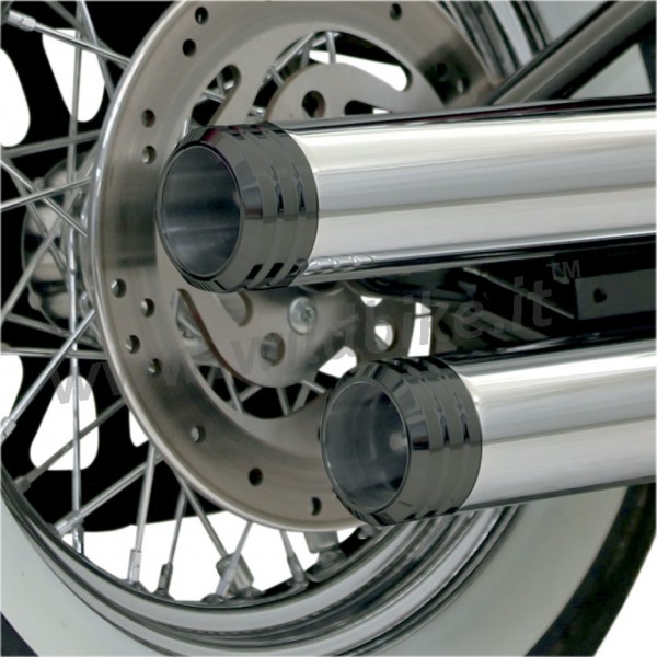 END CAP BILLET GROOVED BLACK FOR MUFFLER EXHAUST BASSANI FIREPOWER STRAIGHT CUT