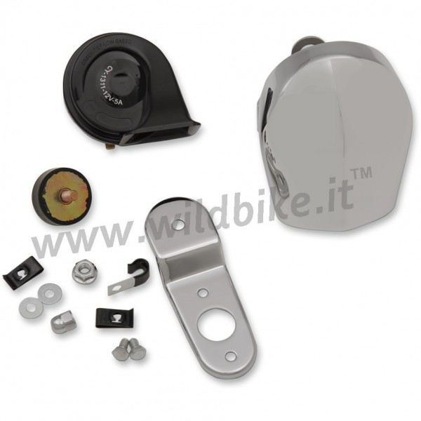 ELECTRIC HORN COWBELL KIT 110 DB CHROME FOR HARLEY DAVIDSON HORN