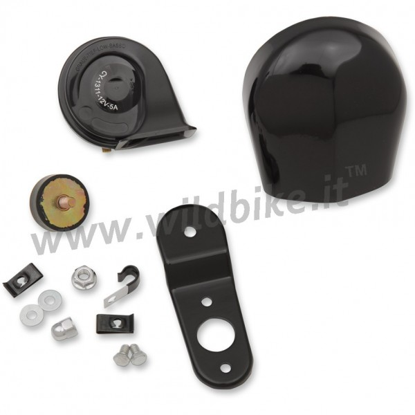 ELECTRIC HORN COWBELL KIT 110 DB BLACK FOR HARLEY DAVIDSON