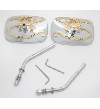 SPECCHIETTI CON FREGIO DORATO "LIVE TO RIDE" PER HARLEY DAVIDSON