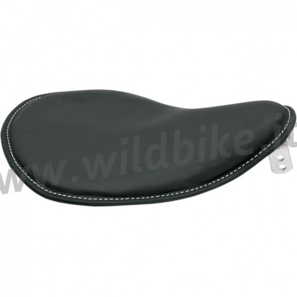 SELLA MONOPOSTO SMALL NERA CUCITURA BIANCA A MOLLE MOTO CUSTOM  E HARLEY DAVIDSON