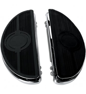 FLOORBOARDS COMFORT DRIVER HALF MOON CHROME HARLEY DAVIDSON FLH FLT TOURING 1980-2026
