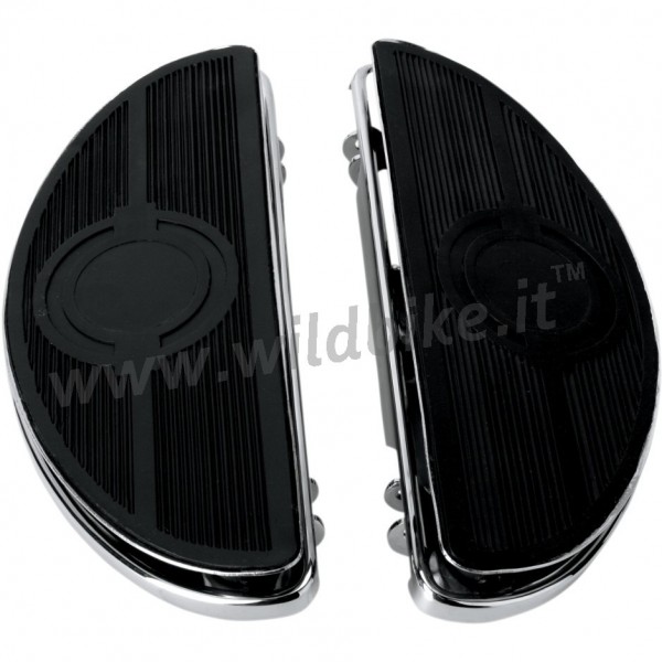 PEDANE LARGHE COMFORT CONDUCENTE A MEZZALUNA CROMATE PER HARLEY DAVIDSON FLH/FLS/FLT SOFTAIL TOURING' 87-'17