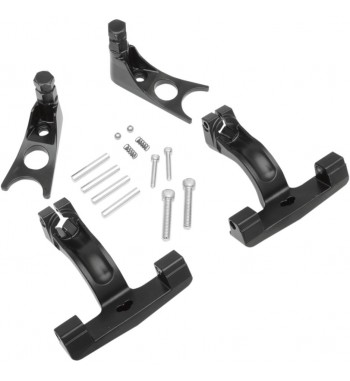 BLACK PASSENGER FLOORBOARDS MOUNT KIT FOR HARLEY DAVIDSON FXST/FLST SOFTAIL '00-'17