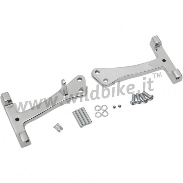 KIT DI SUPPORTI ATTACCHI CROMATI PEDANE LARGHE COMFORT PASSEGGERO PER HARLEY DAVIDSON FXD DYNA '06-'17