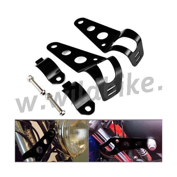 STAFFE DI SUPPORTO LATERALI NERE FORCELLA 30-38 MM FARO  ANTERIORE MOTO CUSTOM E HARLEY