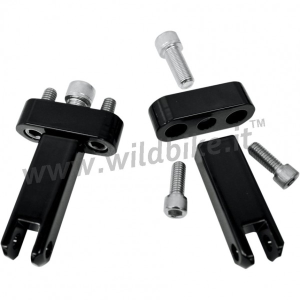 KIT DI SUPPORTI ATTACCHI IN NERO LUCIDO PEDANE PASSEGGERO PER HARLEY DAVIDSON TOURING '93-'17