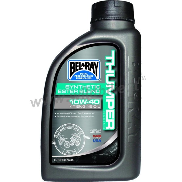 OLIO MOTORE BEL RAY 4 TEMPI THUMPER RACING SYNTHETIC 10W-40 1 LT. PER HARLEY DAVIDSON E MOTO CUSTOM