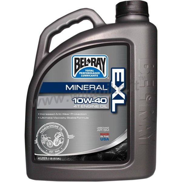 HUILE MOTEUR BEL RAY 4 STROKES EXL MINERAL 10W-40 4 LT. HARLEY DAVIDSON ET MOTO CUSTOM