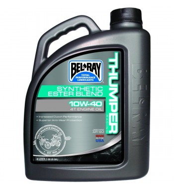 OLIO MOTORE BEL RAY 4 TEMPI THUMPER RACING SYNTHETIC 10W-40 4 LT. PER HARLEY DAVIDSON E MOTO CUSTOM