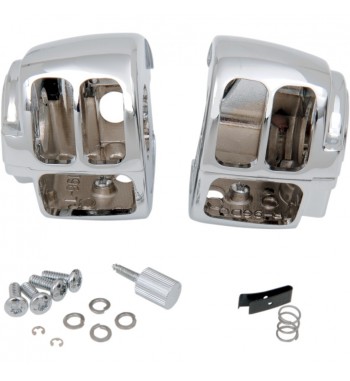 HANDLEBAR CHROME CONTROL SWITCH HOUSING KIT for HARLEY DAVIDSON FXD DYNA '96-'11