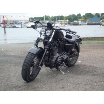 FARO FANALE ANTERIORE DOPPIO OMOLOGATO 218 MM NERO OPACO PER MOTO CUSTOM E HARLEY DAVIDSON