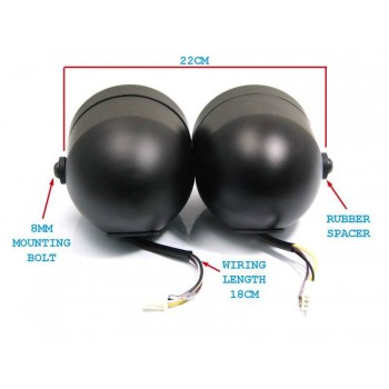 PHARE AVANT ROND DOUBLE EU APPROUVÉ NOIR MAT 218 MM POUR MOTOS CUSTOM ET HARLEY DAVIDSON