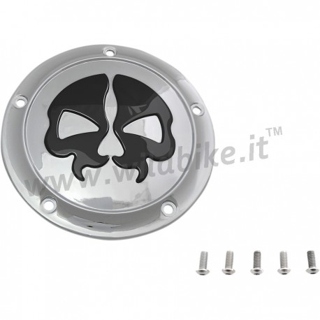 COUVERCLE EMBRAYAGE CHROMÉ NOIR 3D CRÂNE SKULL POUR HARLEY DAVIDSON FXD DYNA '99-'17