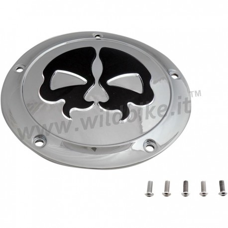COPERCHIO FRIZIONE TESCHIO CROMATO NERO 3D PER HARLEY DAVIDSON FLT/FLHT TOURING '16-'17