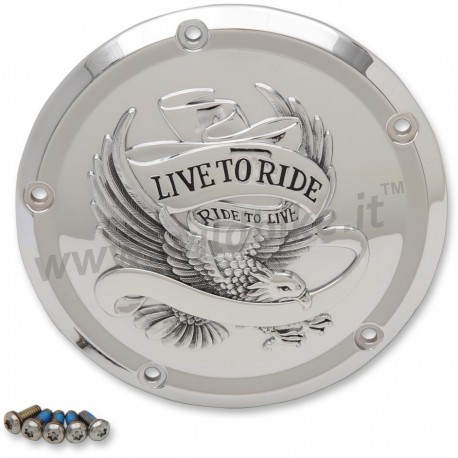COVER DERBY CLUTCH EAGLE LIVE TO RIDE CHROME FOR HARLEY DAVIDSON FLT/FLHT TOURING '16-'17
