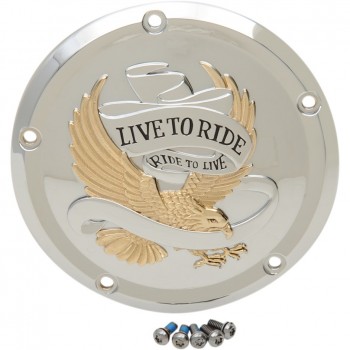 COVER DERBY CLUTCH EAGLE LIVE TO RIDE CHROME/GOLD FOR HARLEY DAVIDSON FLT/FLHT TOURING '16-'17