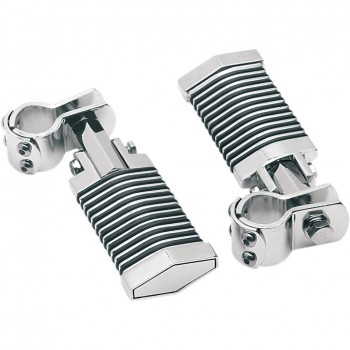 CHROME POPSICLE FOOTPEGS WITH O-RINGS FOR BAR ENGINE GUARD CLAMP FROM  1" CUSTOM MOTORCYCLE AND HARLEY DAVIDSON