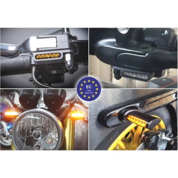 MINI CLIGNOTANTS NOIR LED 2EN1 EU APPROUVÉ POUR GUIDON HARLEY DAVIDSON SOFTAIL M8 2017-2018