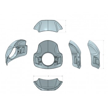 PARABREZZA CUPOLINO BURLY CAFE SPORT FAIRING UNIVERSALE NERO LUCIDO MOTO CUSTOM E HARLEY DAVIDSON